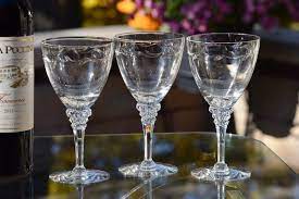 6 Vintage Etched Crystal Wine Glasses