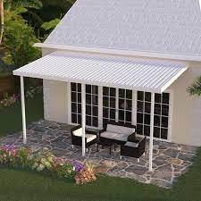 12 Ft X 8 Ft White Aluminum Frame White Roof Carport 3 Posts 30 Lbs Snow Load