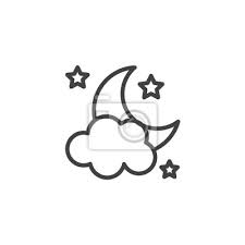 Clouds Moon Stars Outline Icon Linear