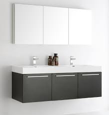Fresca Vista 60 Black Wall Hung Double Sink Modern Bathroom Vanity W Medicine Cabinet