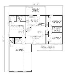 Plan 61385 One Story Style With 3 Bed