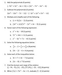 Solved Add The Polynomials 5 Points