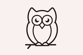 Owl On Branch Outline Iconic Vector
