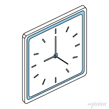 Square Wall Clock Icon Image Vector
