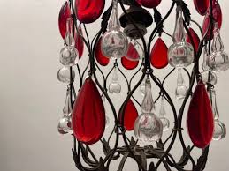 Red Murano Glass Pendant Light 1950s