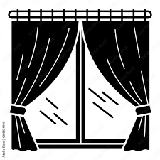 Room Window Curtain Vector Icon