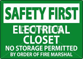 Safety First Sign Electrical Closet