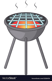 Bbq Grill With Fire Icon Cartoon Style