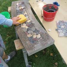 Build A Stone Inlay Concrete Bench Diy