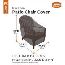 Classic Accessories Ravenna Outdoor High Back Dining Chair Cover Dark Taupe