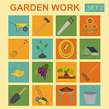 Garden Work Icon Set Working Tools