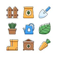 Growing Vegetables Vector Art Icons