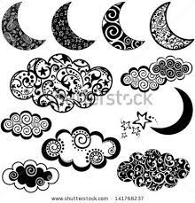 Set Moon Cloud Icons Isolated On Stock