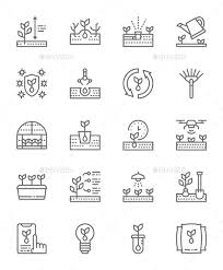 Set Of Planting Line Icons Pack Of