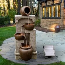Teamson Home Solar Powered 4 Tier Fountain With Led Lights Stone Grey