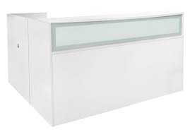 L Shaped White Reception Desk W Frosted