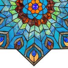 River Of Goods 24 In Stained Glass Peacock Star Window Panel