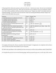 Mat 1033a Test 3 Review 5 1 Ã Â Â 5 4