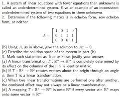 Solved 1 A System Of Linear Equations