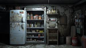 Abandoned Basement With An Old Fridge