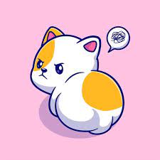 Cute Cat Angry Cartoon Vector Icon