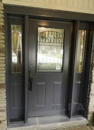 Grey Front Door With 1 2 Glass Insert