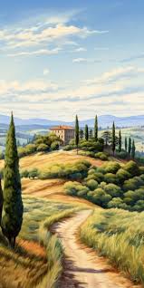 Acrylic Painting Of Tuscan Countryside