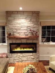 electric fireplace with natural stone