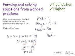 Solving Equations From Worded Problems