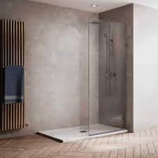 Milan Stationary Panel Shower Screen 24 X 76 Inch Clear Glass Brushed Nickel Finish
