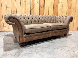 Spruce Beige Tweed Chesterfield Sofa