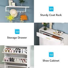 White Shoe Storage Cabinet With Drawer