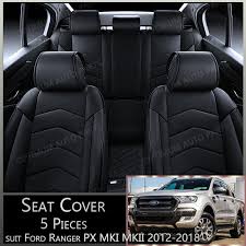 Black 5 Seats Pu Leather Seat Covers