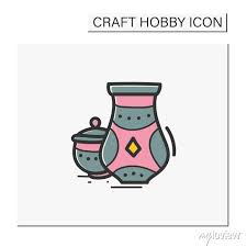 Pottery Hand Draw Color Icon Unique