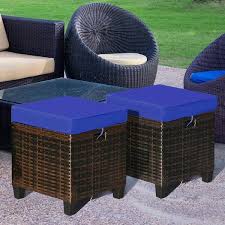 Forclover Wicker Outdoor Ottoman With