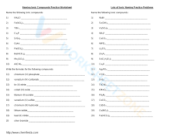 Naming Ionic Compounds Practice