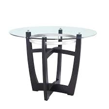 Wetiny 42 In Round Shape Black Clear Tempered Glass Top Dining With Solid Wood Natural Oak Table Seats 4