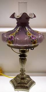 Fenton Art Glass Lamp Violet Overlay