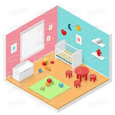 Child Playroom Isometric Icon Set