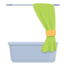 Shower Curtain Bathtub Icon Cartoon