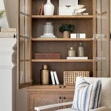 Tall Brown Glass Door Cabinet