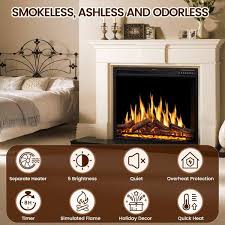 Edendirect 37 In Ventless Electric Fireplace Insert Remote Control Adjustable Led Flame Brightness 750 Watts 1500 Watts