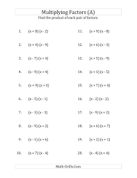 Algebra Worksheets Quadratics