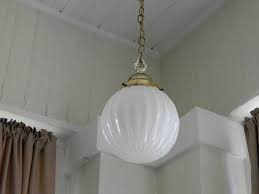 Vintage Globe Light Milk Glass Pendant