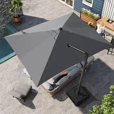 13 Ft X 10 Ft Rectangular Heavy Duty 360 Degree Rotation Cantilever Patio Umbrella In Dark Gray