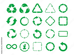 Sign Set Green Recycle Icon Set