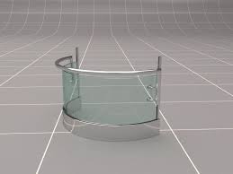 Glass Fence Railing Set 3d Model By