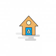 Flat Secure House Icon Vector