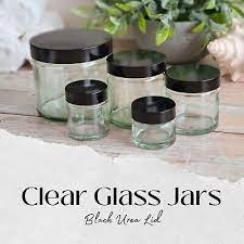 Clear Glass Jars Black Lid 15ml 250ml