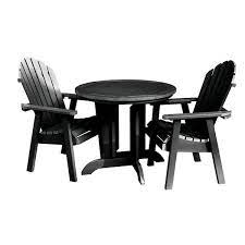 Highwood 3 Piece Hamilton Round Dining Set Black